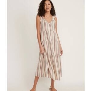 Marine Layer Corinne Striped Cotton Tiered Maxi Dress - Multicolor, XL